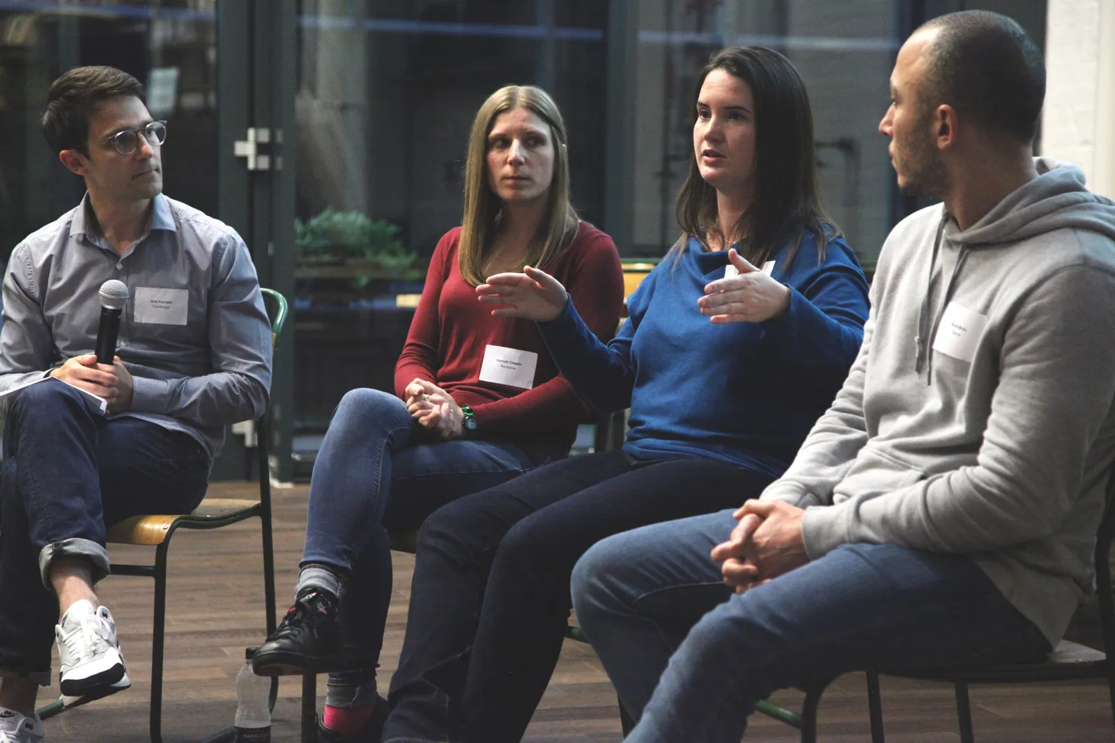 From left to right: Nick Franklin (ChartMogul), Hannah Chaplin (Receptive), Janna Bastow (ProdPad) and Murat Mutlu (Marvel)