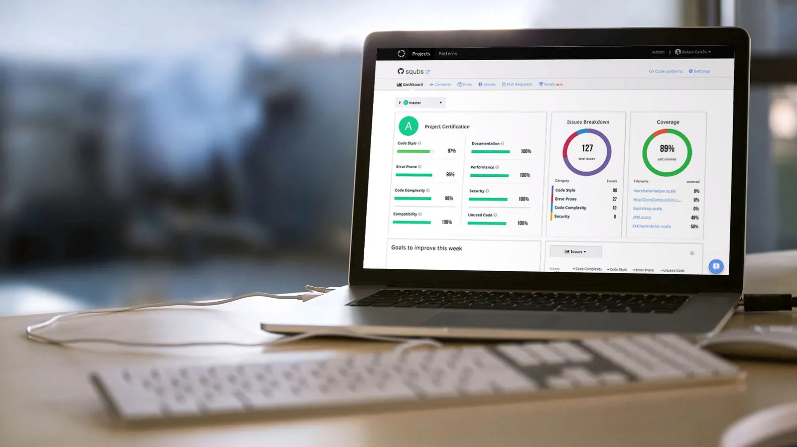 The Codacy product gives an easily-digestible overview of project quality, based on a number of different factors. (source: codacy.com)